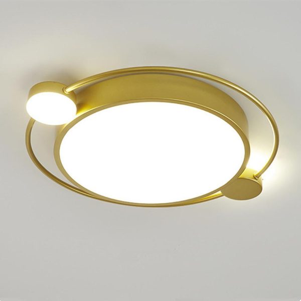Modern Flush Mount Ceiling Light Dual Round Light Design in Gold and Black Finishes - Image 3