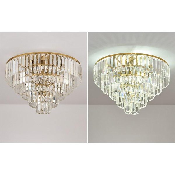 Candelabra Flush Mount Ceiling Light Metal Crystal Unique LED Light - Image 9