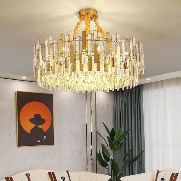 Queen Golden Crystal Chandelier - Modern Luxury, 9/12/17 Lights, Adjustable Height, 110-120V - Image 3