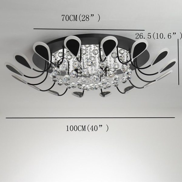 Flower Shaped Dimmable LED Crystal Modern Flush Mount Lighting Ceiling Light - Image 11