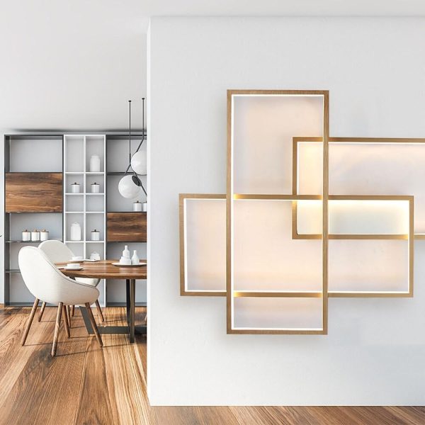Overlapping Rectangles Aluminum Geometric Style Flush Mount Lighting LED Ceiling Light - Image 9