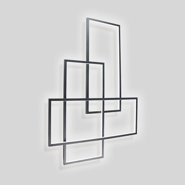 Overlapping Rectangles Aluminum Geometric Style Flush Mount Lighting LED Ceiling Light - Image 13