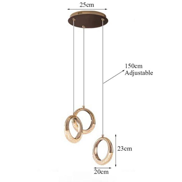 Ring Shaped LED Electroplated Metal Modern Pendant Light Hanging Lamp Chandeliers - Image 12