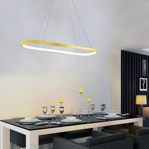 Rectangular Curves Dining Room Chandeliers Metal Modernist Pendant Lighting - Image 5