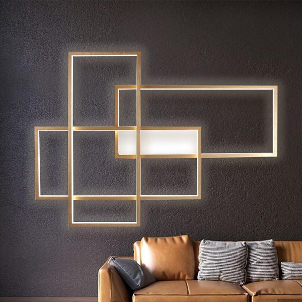Overlapping Rectangles Aluminum Geometric Style Flush Mount Lighting LED Ceiling Light - Image 6