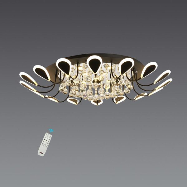 Flower Shaped Dimmable LED Crystal Modern Flush Mount Lighting Ceiling Light - Image 9