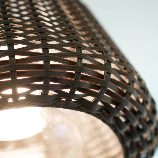 Outdoor 13.77 inch Wicker Shade Rustic Iron Table Lamp - Image 4