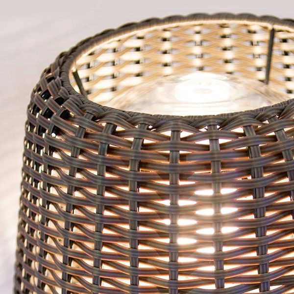 Outdoor 13.77 inch Wicker Shade Rustic Iron Table Lamp - Image 5