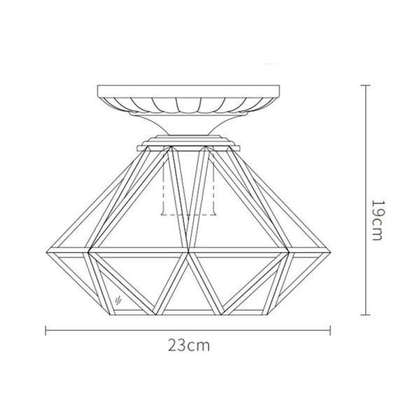 Vintage Flush Mount Ceiling Light Lantern Metal Glass Industrial Light - Image 5