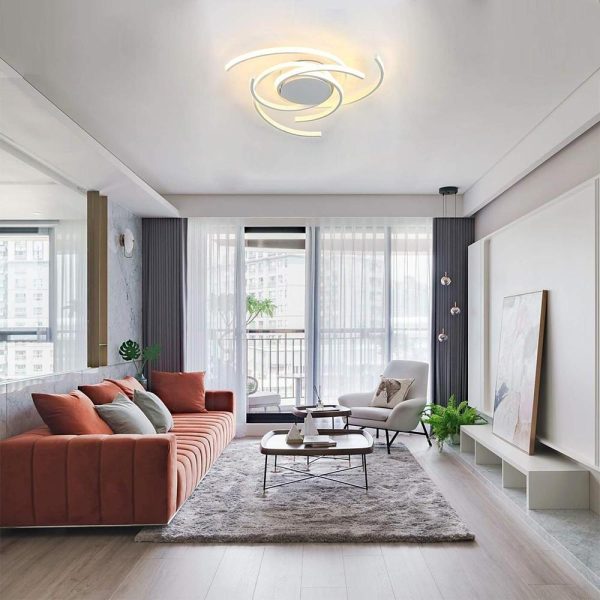 30 Inch Swirls Circle Abstract LED Flush Mount Ceiling Light for Living Room - Image 15