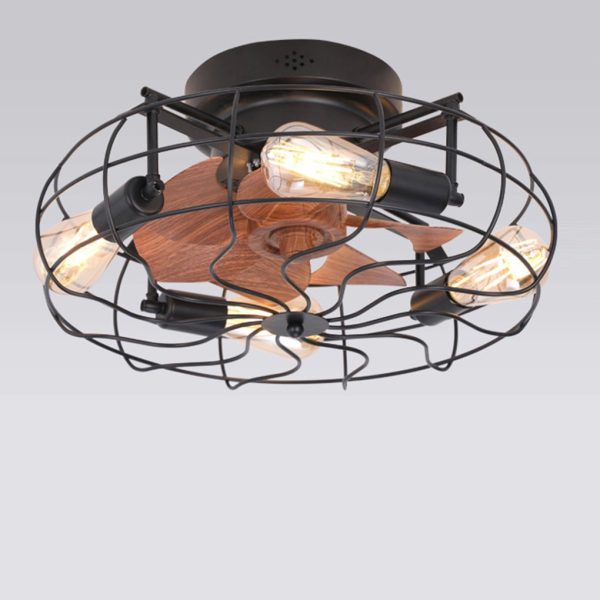 Retro Cage Industrial Remote Control Timing Three Speed Regulation Ceiling Fan Lamp - Image 5