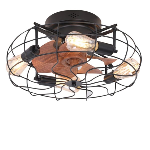 Retro Cage Industrial Remote Control Timing Three Speed Regulation Ceiling Fan Lamp - Image 6