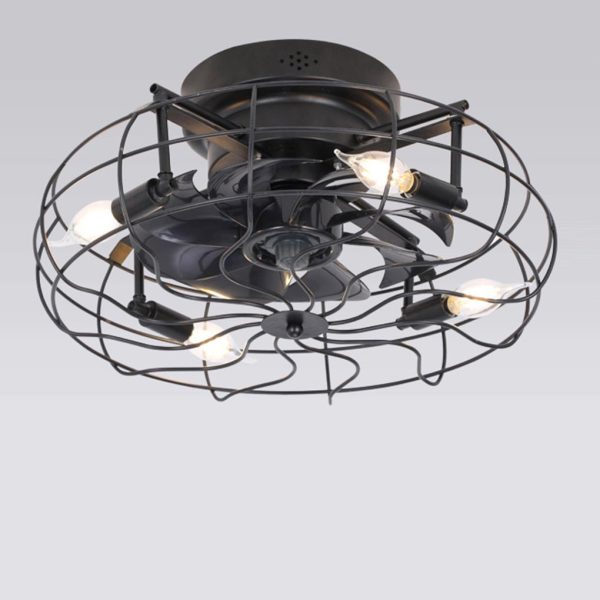 Retro Cage Industrial Remote Control Timing Three Speed Regulation Ceiling Fan Lamp - Image 7