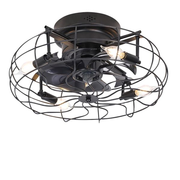 Retro Cage Industrial Remote Control Timing Three Speed Regulation Ceiling Fan Lamp - Image 8