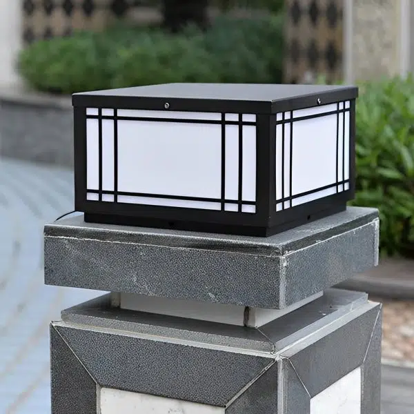 Retro Grilles Waterproof LED 3 Step Dimming Solar Fence Post Lights with Remote - Image 8