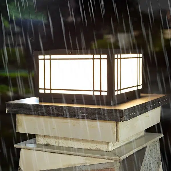 Retro Grilles Waterproof LED 3 Step Dimming Solar Fence Post Lights with Remote - Image 6