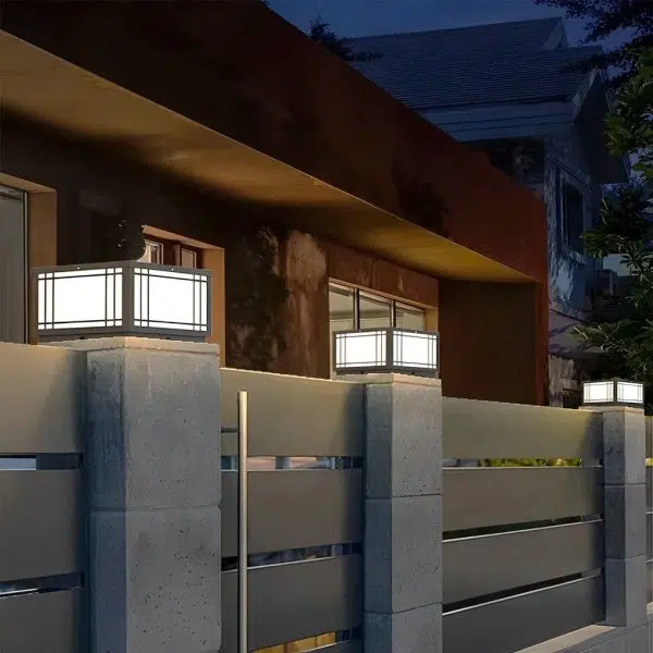 Retro Grilles Waterproof LED 3 Step Dimming Solar Fence Post Lights with Remote - Image 2