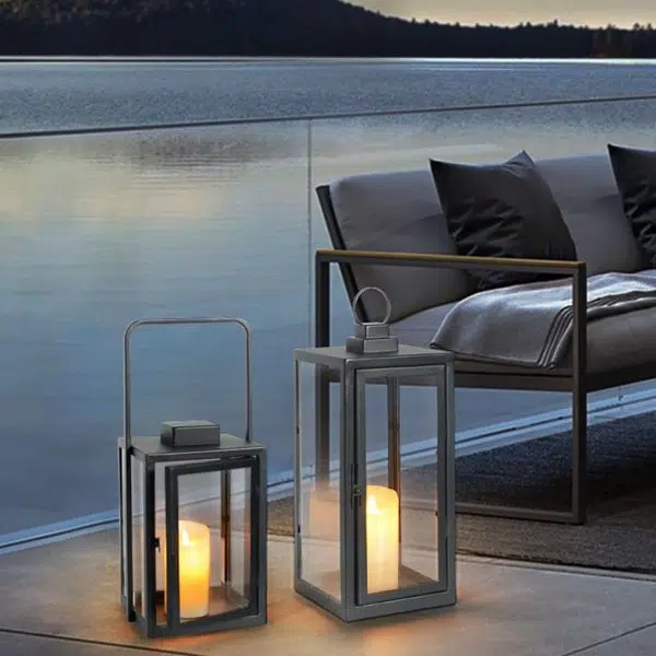 Glass Candle Holder DC 5V LED Black Modern Portable Outdoor Floor Llights - Image 5