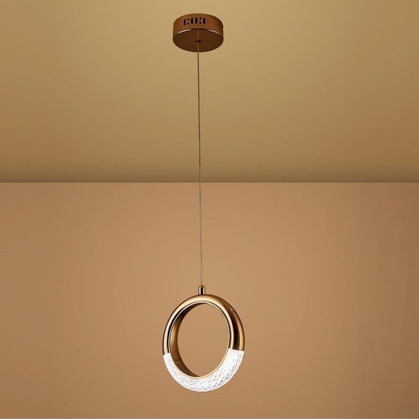 Ring Shaped LED Electroplated Metal Modern Pendant Light Hanging Lamp Chandeliers - Image 7