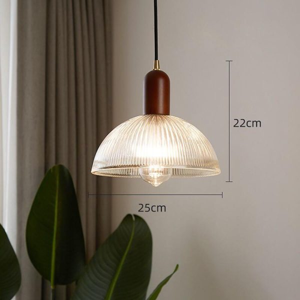 Country Glass Bamboo Wood Pendant Lighting Bowl Vintage Pendant Lighting - Image 8