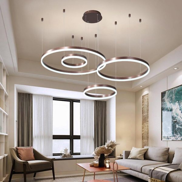 Circle Aluminum Large Chandeliers for High Ceilings Living Room Ceiling Lights - Image 2