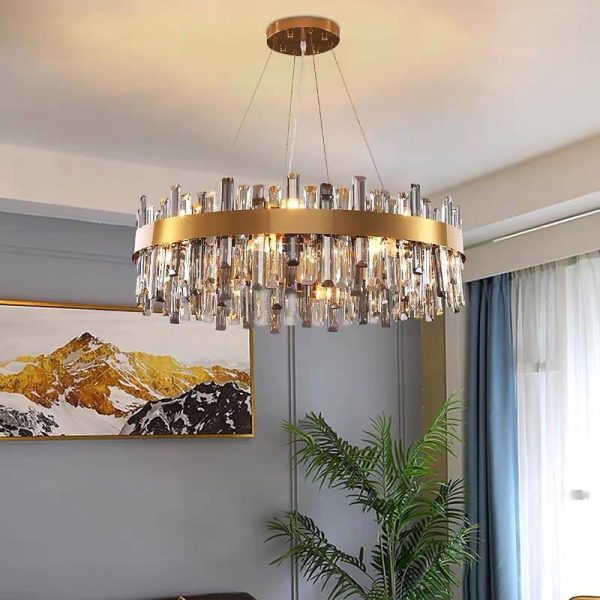 8 Light Modern Crystal Chandelier Industrial Brass Chandelier - Image 2