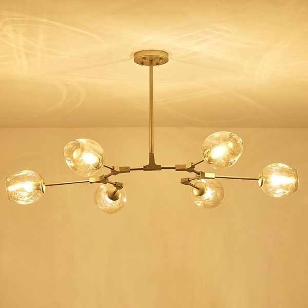 Nordic Contemporary Sputnik Chandelier for Living Room Blown Glass Chandeliers 6 Bulbs - Image 6