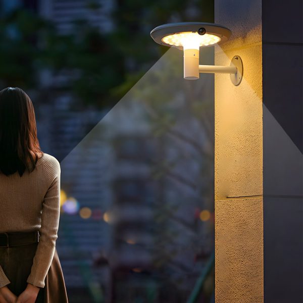 Round Solar-Powered LED Outdoor Wall Light with Motion Sensor - Image 3