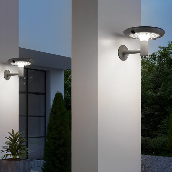 Round Solar-Powered LED Outdoor Wall Light with Motion Sensor - Image 2