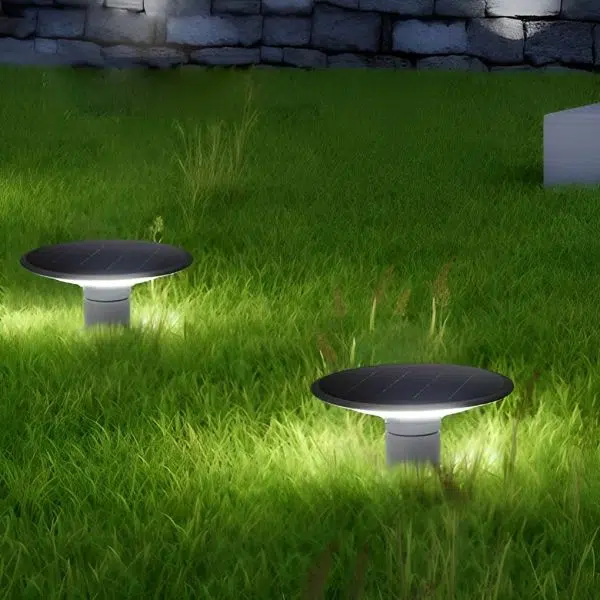 Round UFO Shaped Two Color Temperature LED Solar Waterproof Outdoor Fence Post Lights - Image 2