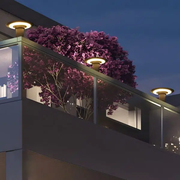 Round UFO Shaped Two Color Temperature LED Solar Waterproof Outdoor Fence Post Lights - Image 6