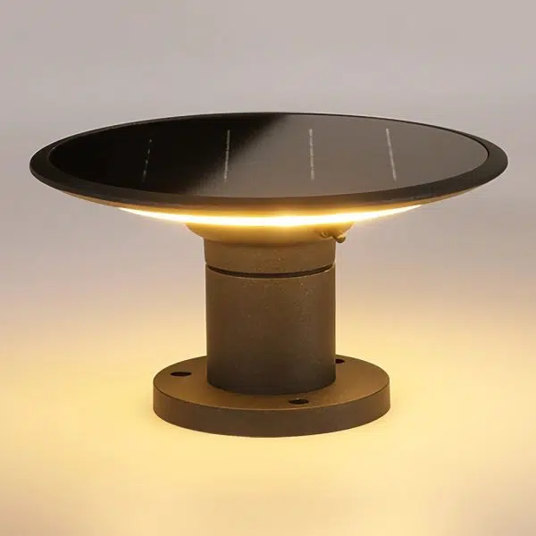 Round UFO Shaped Two Color Temperature LED Solar Waterproof Outdoor Fence Post Lights - Image 8