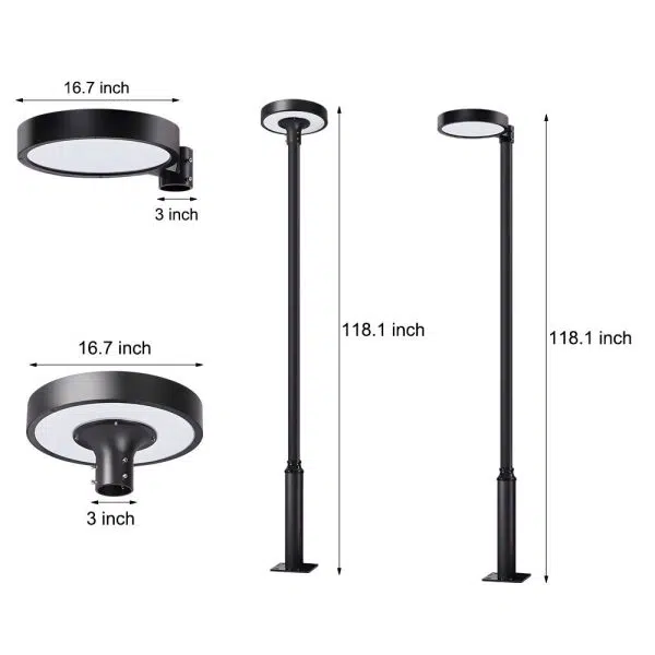 Round Waterproof Smart Remote Control LED Solar Lamp Post Top Lights - Image 8
