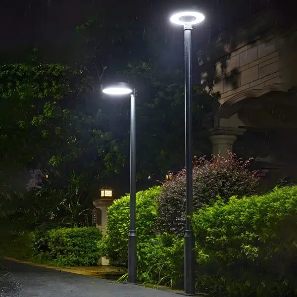 Round Waterproof Smart Remote Control LED Solar Lamp Post Top Lights - Image 5