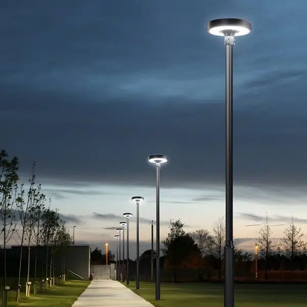 Round Waterproof Smart Remote Control LED Solar Lamp Post Top Lights - Image 3