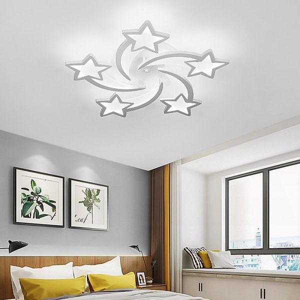 Celestial Shooting Stars Flush Mount Ceiling Light- LED, Dimmable, White, 5 to 15 Star Lights - Image 9