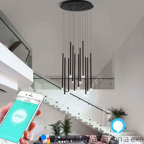 Linear Cluster Elongated Cylindrical LED Modern Pendant Light Chandelier - Image 3