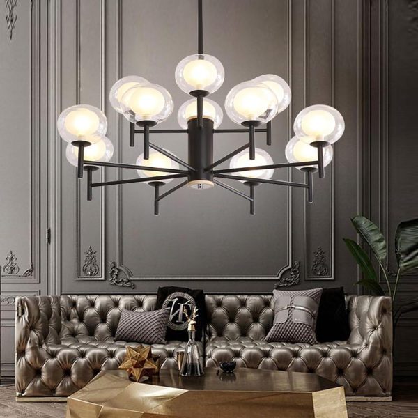 Nordic Style Sputnik Chandelier Metal Glass Chandelier 12 Bulbs - Image 2