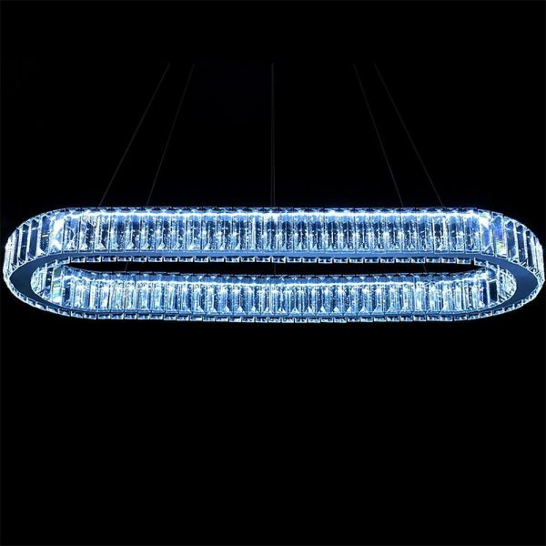 Chrome Golden Crystal Clear Beauty Oval Ring Hanging Pendant Chandelier - Image 8