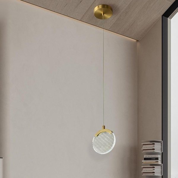 Artistic Circular Acrylic Copper LED Nordic Pendant Lighting Hanging Lamp - Image 2