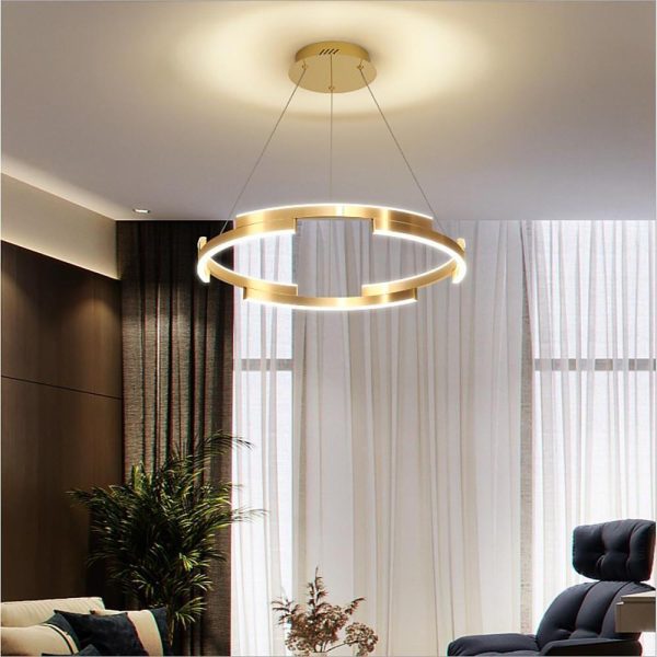 Interlocking Round Gold Chandelier for Living Room - Image 4