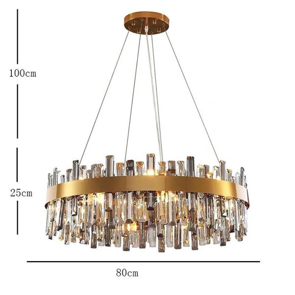 8 Light Modern Crystal Chandelier Industrial Brass Chandelier - Image 9