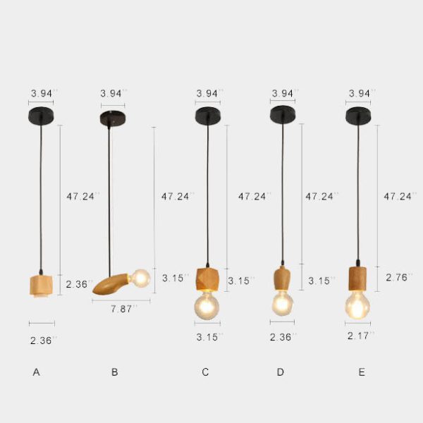 Modern Minimalist Wooden Geometric 1-Light Small Pendant Light - Image 8