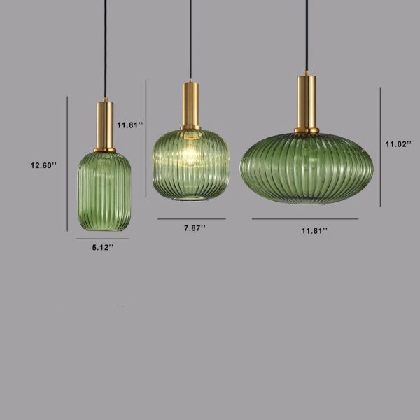 Minimalist Striped Glass Lantern 1-Light Pendant Light - Image 17