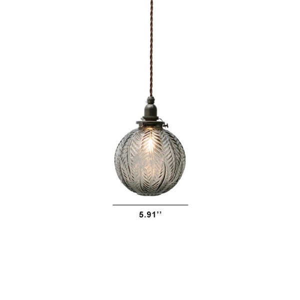 Retro Lotus Texture Glass 1-Light Globe Pendant Light - Image 9