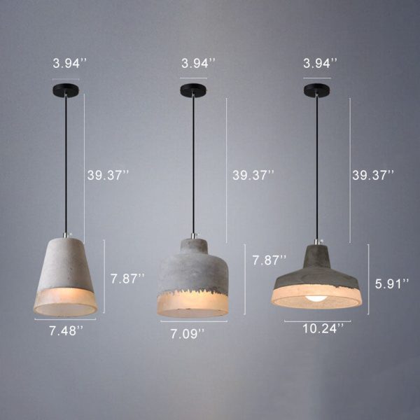Industrial Minimalist Grey Shade 1-Light  Cement Pendant Light - Image 14
