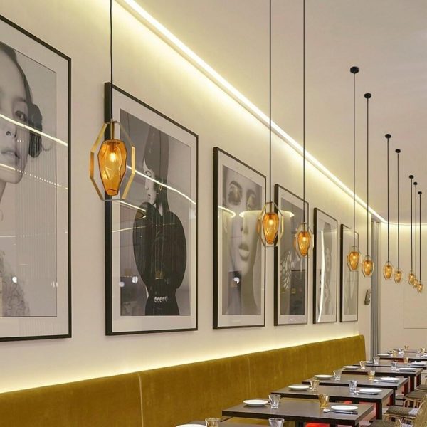 Electroplated Metal Glass LED Nordic Pendant Lighting Kitchen Island Lighting - Image 5