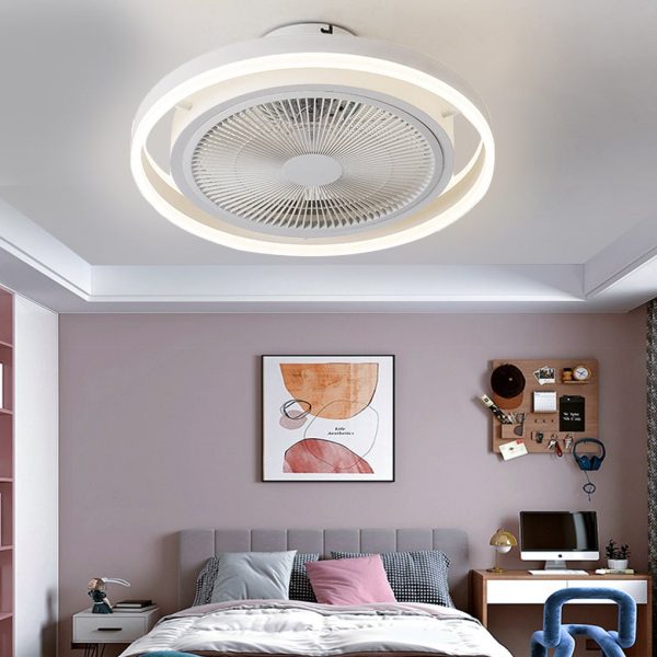 Round Dimming LED Modern Inverter Bladeless Ceiling Fan with Lights - Image 2