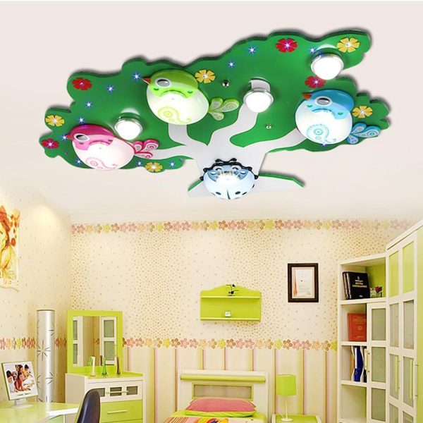 LED Wildlife Colorful Painted Acrylic Glass Flush Mount Ceiling Light for Baby Kids - Image 5