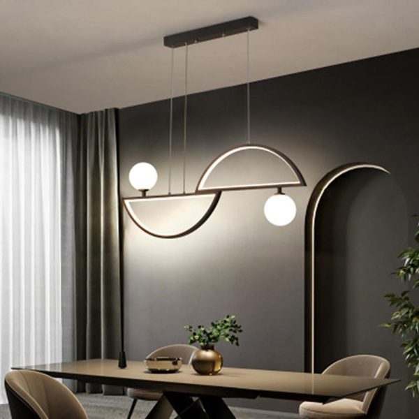 2 Semi Circles Glass Globes LED Dimmable Modern Pendant Lighting Chandeliers - Image 3